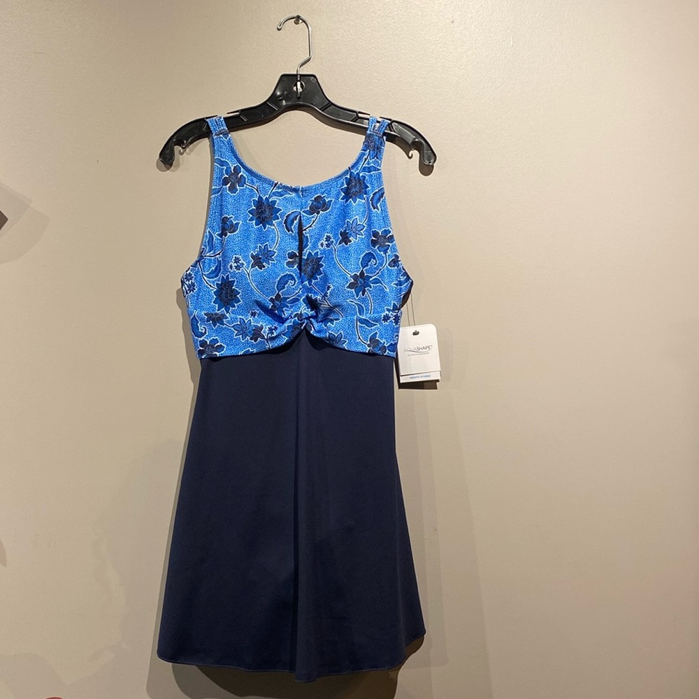 Dolfin Aquashape Amour Capri Blue KnotFront Swim Dress